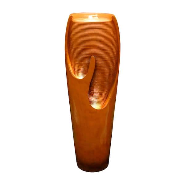 Watnature 38.7in. Outdoor Fountains and Waterfalls -Indoor Water Jar Fountain Tall Floor Fountain. With Lights for Garden, Patio