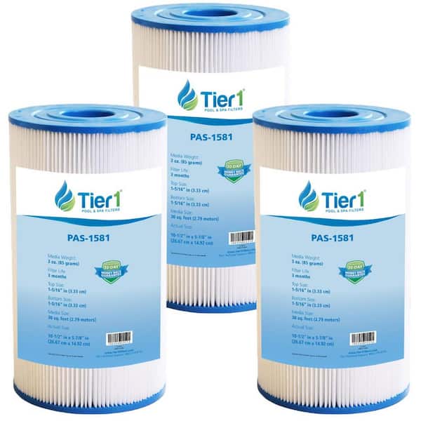 Tier1 30 sq. ft. Spa Filter Cartridge for Watkins 31489, Pleats PWK30, Filbur FC-3915, Unicel C-6430 (3-Pack)