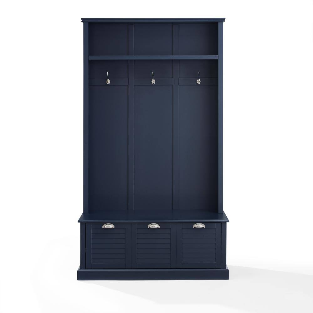 Ellison Hall Tree Navy - Crosley: Bench with Storage, Coat Hooks, Seating Area