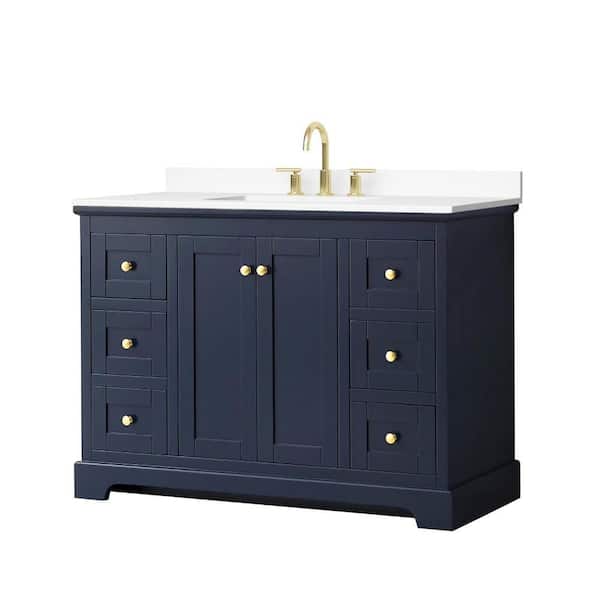 Avery 48 in. Single Freestanding Dark Blue Bath Vanity with White Cultured Marble Top