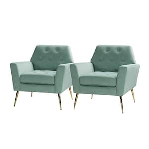 Ernesto Sage Armchair with Metal Base Set of 2