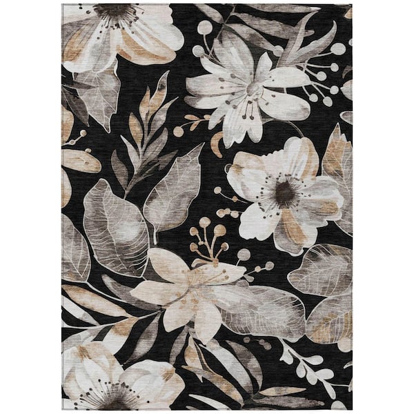 Chantille Machine Washable Indoor/Outdoor Abstract ACN2260 Black 8 ft. x 10 ft. Area Rug