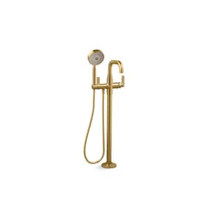 Castia By Studio McGee Single-Handle Freestanding Tub Faucet Trim With Handshower in. Vibrant Brushed Moderne Brass