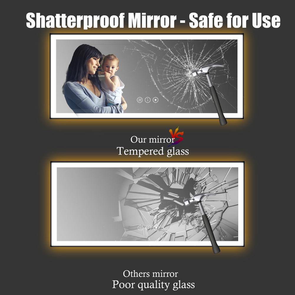 Oversized Matte Black Aluminum Frameless LED Vanity Mirror