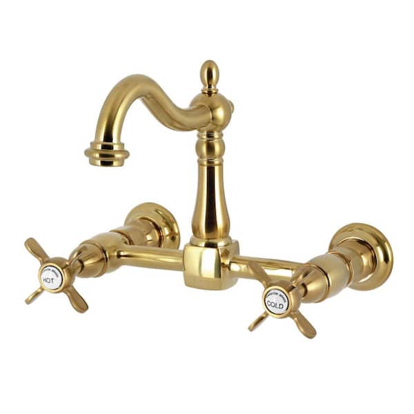 Essex 2-Handle Bridge Kitchen Faucet in Brushed Brass