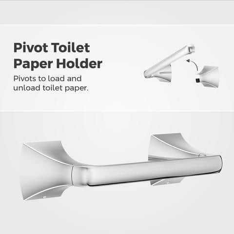 Bruxie 3-Piece Bath Hardware Set with 18 in Wall Mount Single Towel Bar, Paper Holder and Towel Ring in Polished Chrome