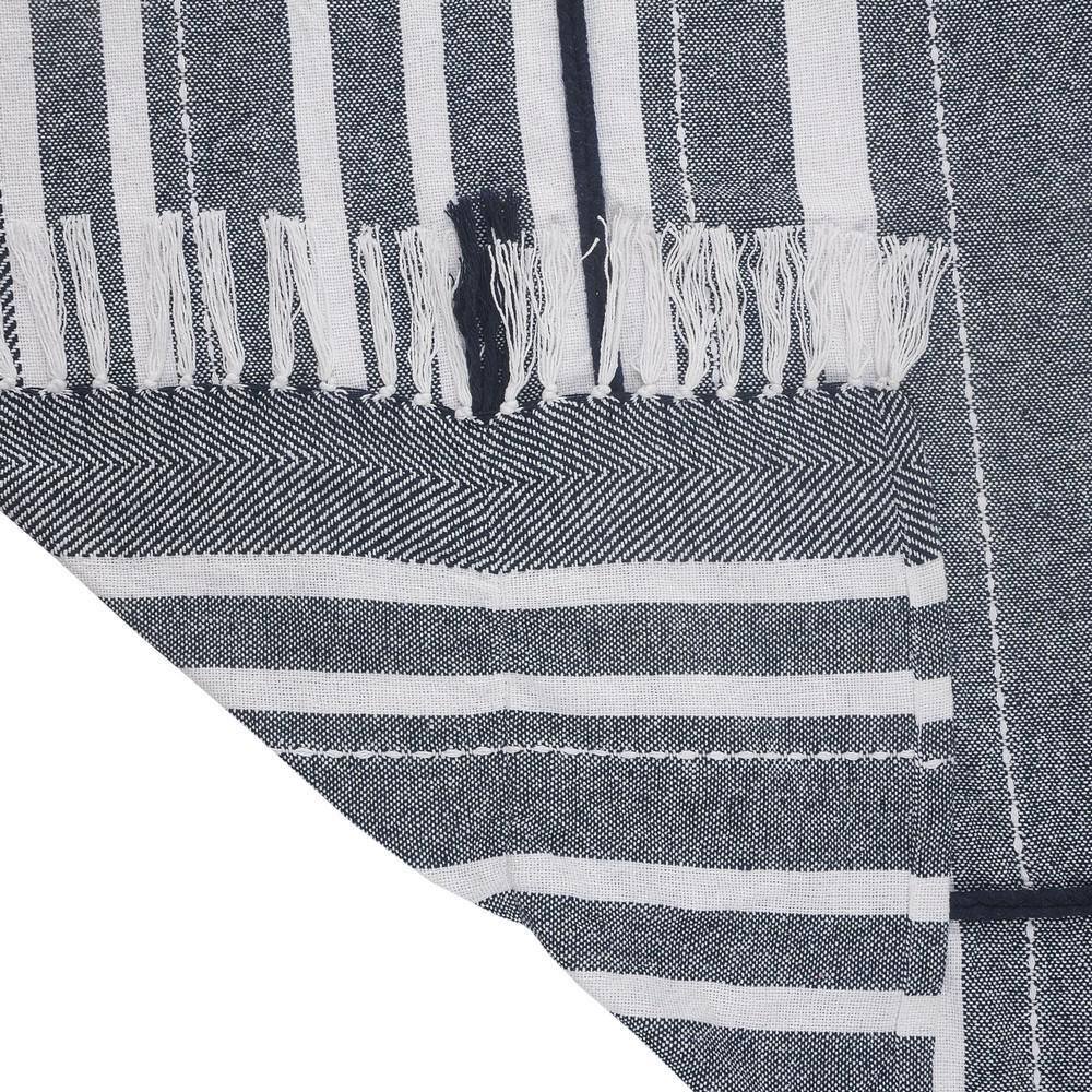Blue & White Organic Cotton Striped Throw Blanket, 50" x 60"