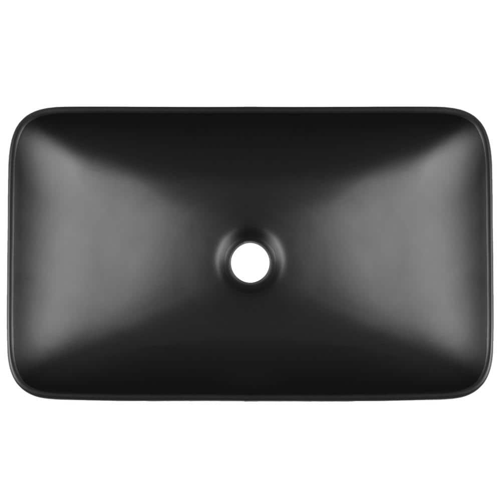 Ally Black Ceramic Above-Counter Rectangular Vessel Sink