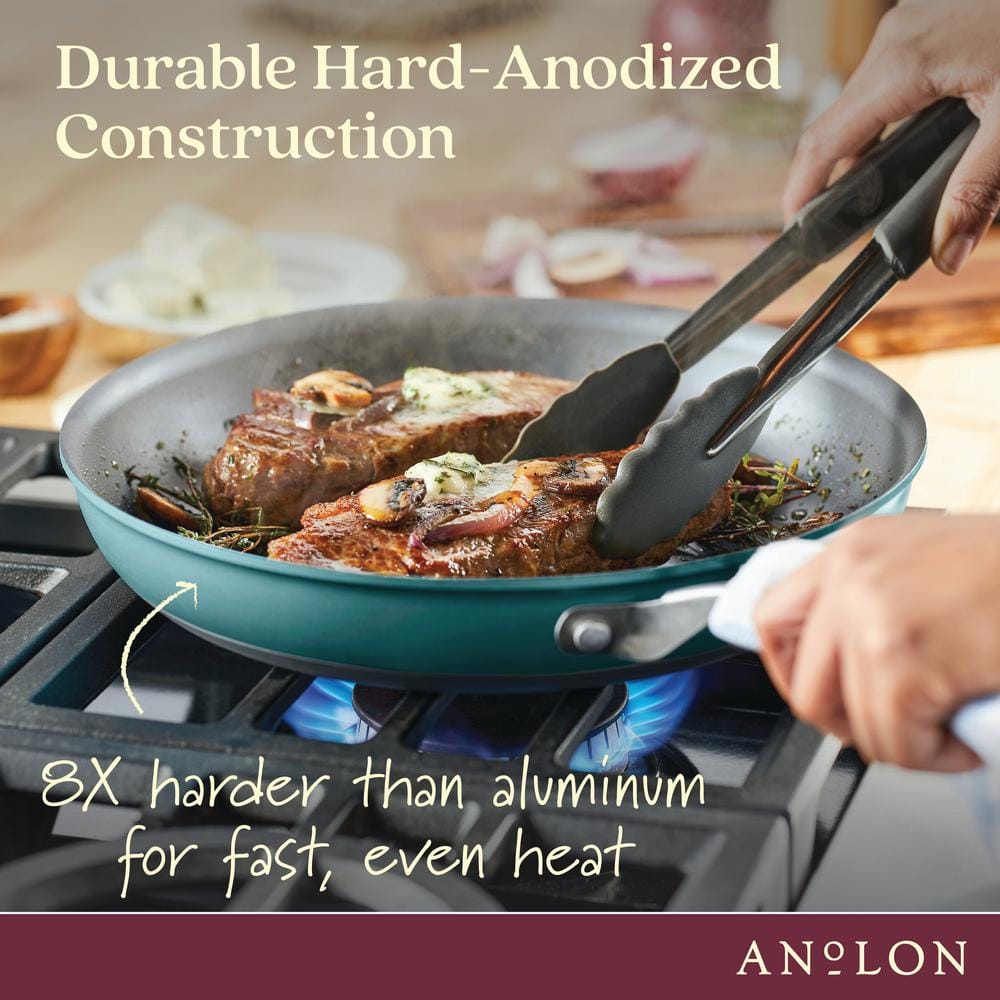Teal Aluminum Nonstick 10-Piece Cookware Set with Glass Lids