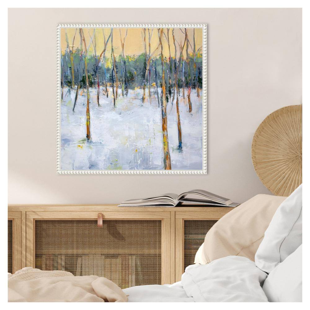 Winter Forest Impressionist Canvas Print with Beaded Frame