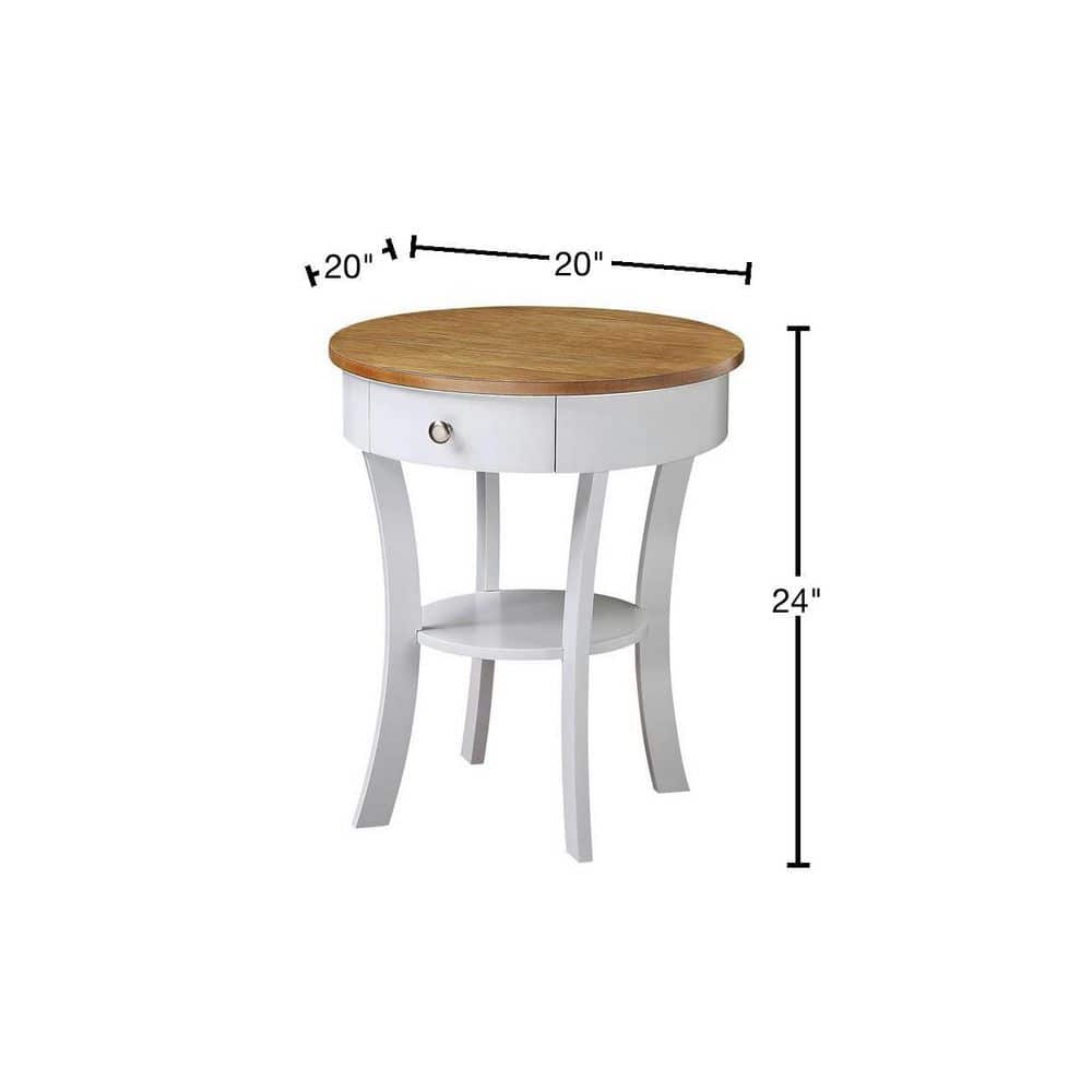 Driftwood and White Round Wood End Table with Storage