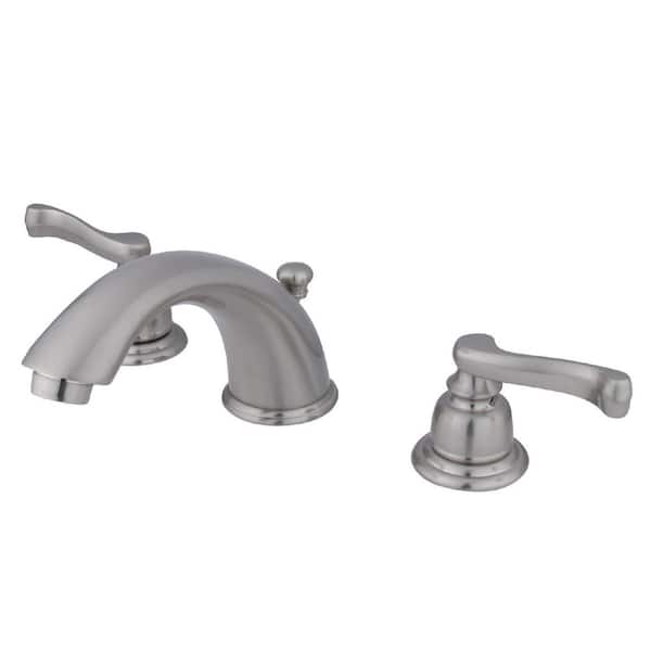 Kingston Brass Royale 8 in. Widespread 2-Handle Bathroom Faucets with Plastic Pop-Up in Brushed Nickel