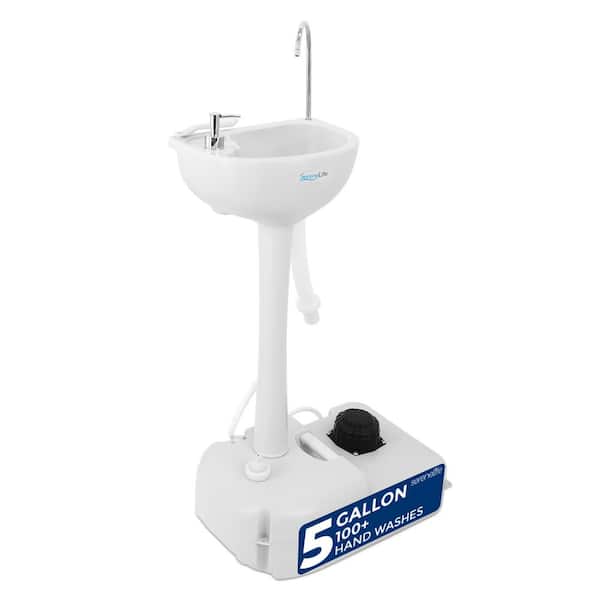 SereneLife Portable Camping Sink 40.1 x 19.9 in. 19L Water Tank Hands-Free Foot Pump Soap Dispenser