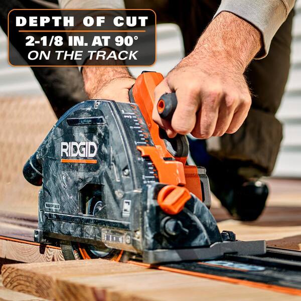 RIDGID - 18V (2) 4.0 Ah Batteries and Charger Kit with 18V Brushless Cordless 6-1/2 in. Track Saw