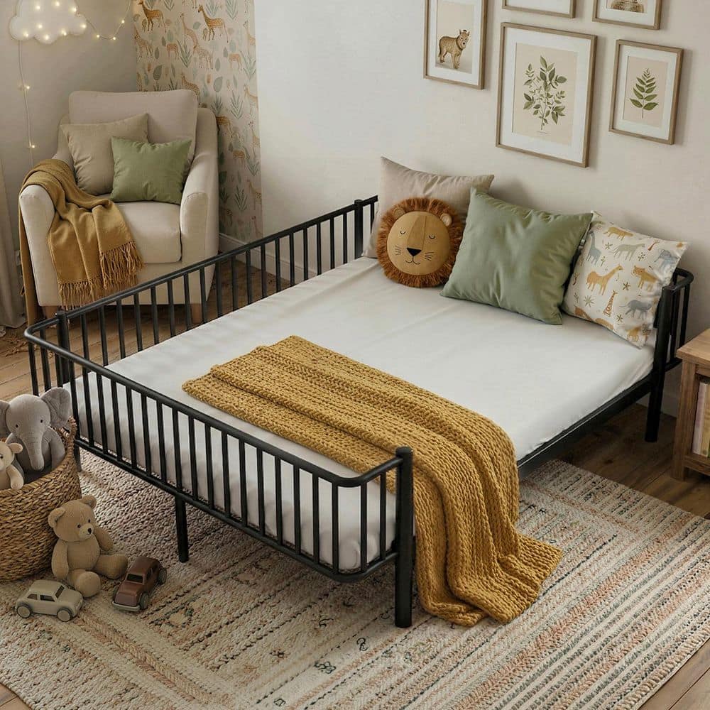 Black Queen Size Metal Daybed with Sturdy Steel Slat Support price history on PriceWatchPro