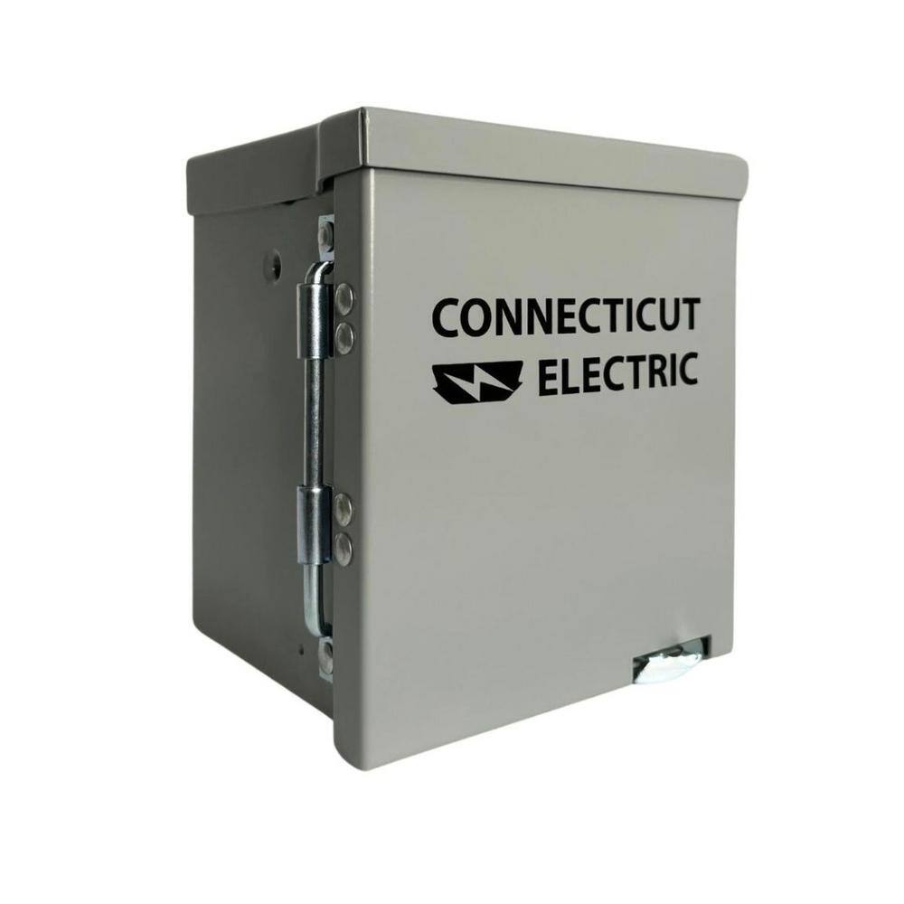 Deluxe Outdoor 50 Amp Steel Power Outlet Panel with Rainproof Enclosure