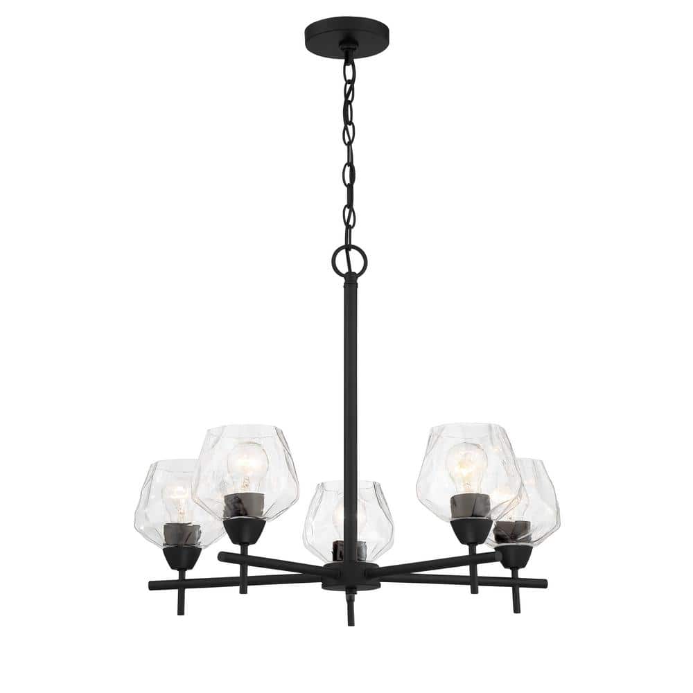 Kirkby Glebe Modern 5-Light Chandelier in Coal with Clear Glass Shades