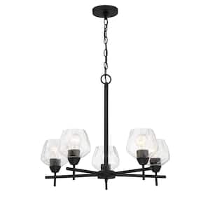 Camrin 5-Light Black Chandelier with Clear Glass Shades