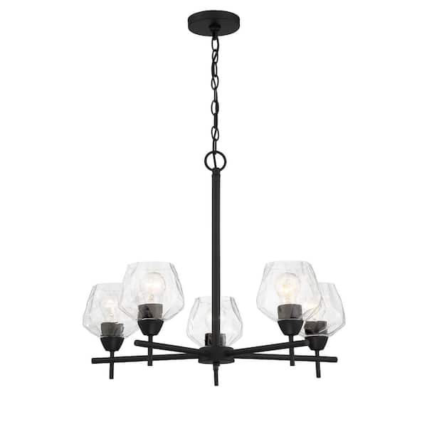 Minka Lavery Camrin 5-Light Black Chandelier with Clear Glass Shades