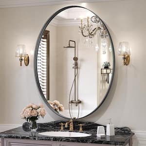 HOMLUX Oval Wall Mounted Mirror 20"x28" in Black