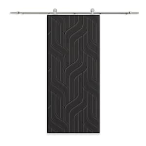 36 in. x 80 in. Black Stained Composite MDF Paneled Interior Sliding Barn Door with Hardware Kit