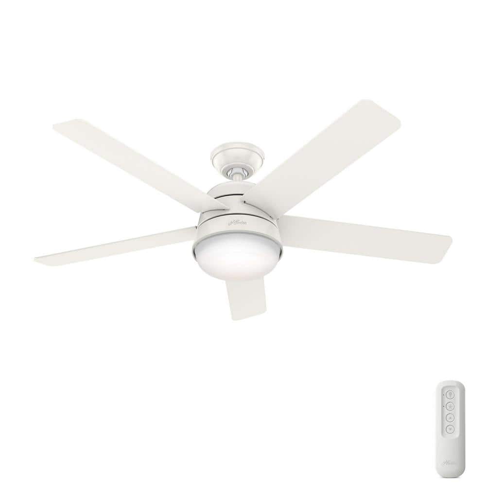 Hunter Tarrant 52 in. Outdoor Fresh White Ceiling Fan with Light Kit and Remote 51532 Sansujyuku sansujyuku.com