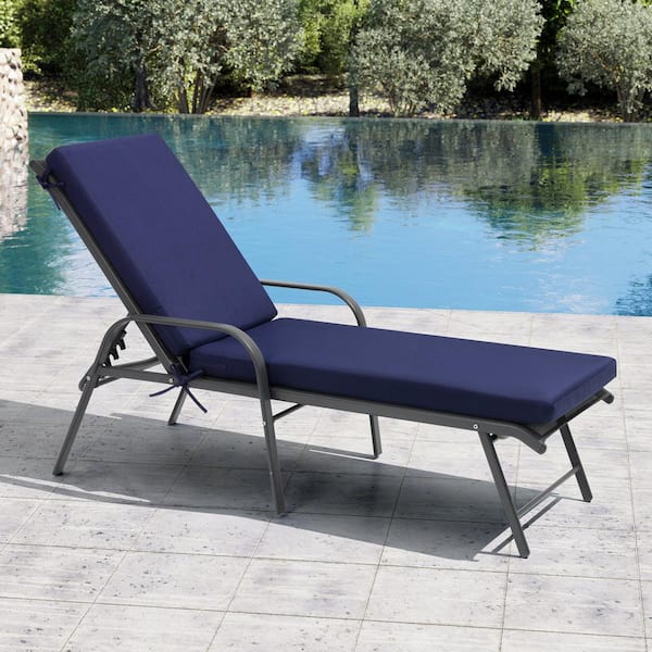 Navy blue outdoor chaise lounge cushions best sale