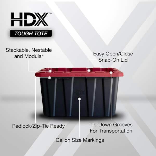 27 Gal. Tough Storage Tote in Black and Red
