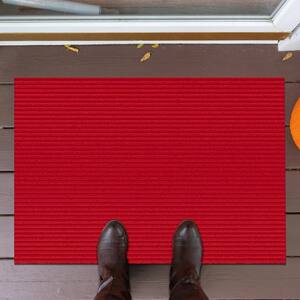 Outdoor Utility Collection Waterproof Non-Slip Rubberback Solid 2x3 Indoor/Outdoor Entryway Mat, 2 ft. x 3 ft., Red