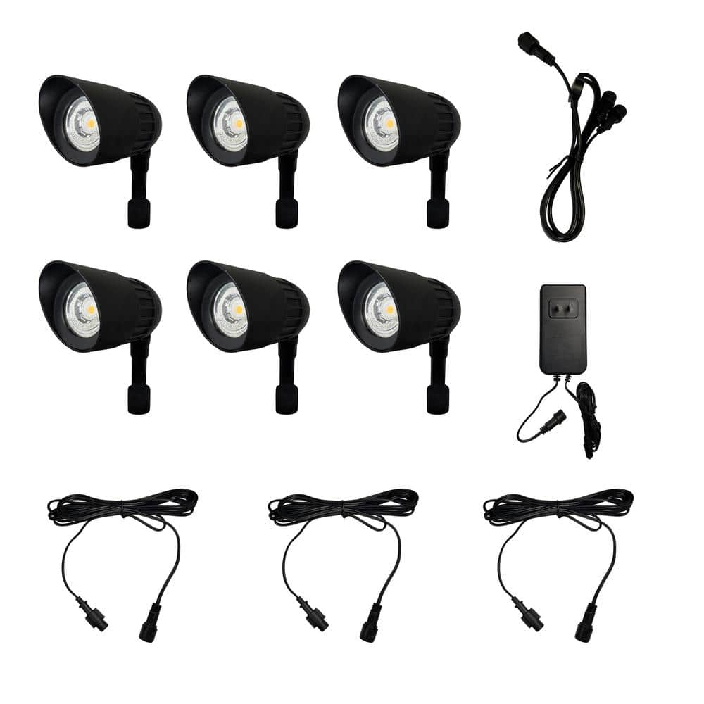 Archipelago Lighting Low Voltage Black Dusk to Dawn Plug-in-Go Integrated  LED Landscape Light Kit with Transformer Included (6-Pack) PL-03-07-10FT-05  - The Home Depot