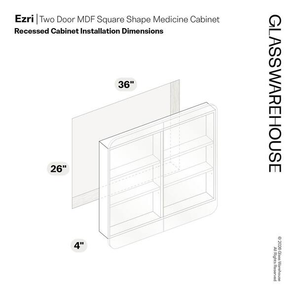 Glass Warehouse Ezri 36 in. W x 32 in. H x 4.75 in. D White