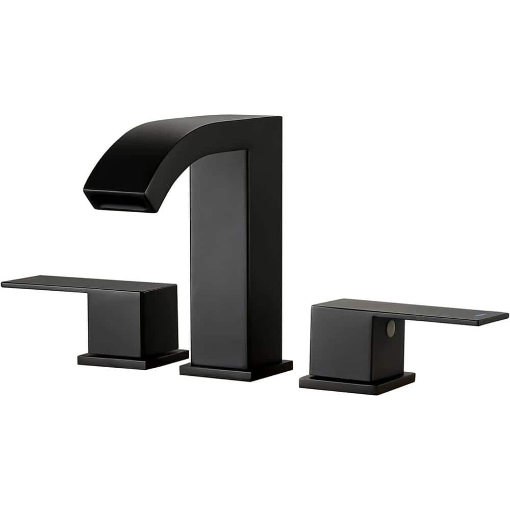 Commercial Metering Double Handle Bathroom Sink Faucet in Stainless Steel 1