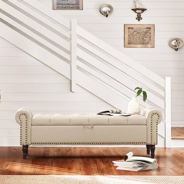 OrangeOne Cerella 63 Tufted Fabric Upholstered Storage