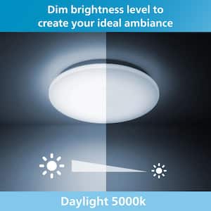 White 11 in. Slim Drum Integrated LED Flush Mount Daylight 5000K (2-Pack)