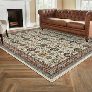 Earltown Ivory/Rust 6 ft. 7 in. X 9 ft. 2 in. Oriental Polyester Area Rug