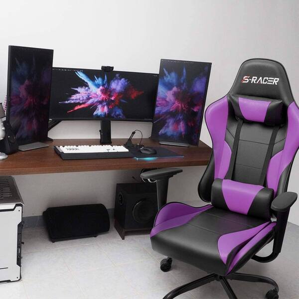 Lacoo PU Leather Gaming Computer Chair with Footrest and Lumbar