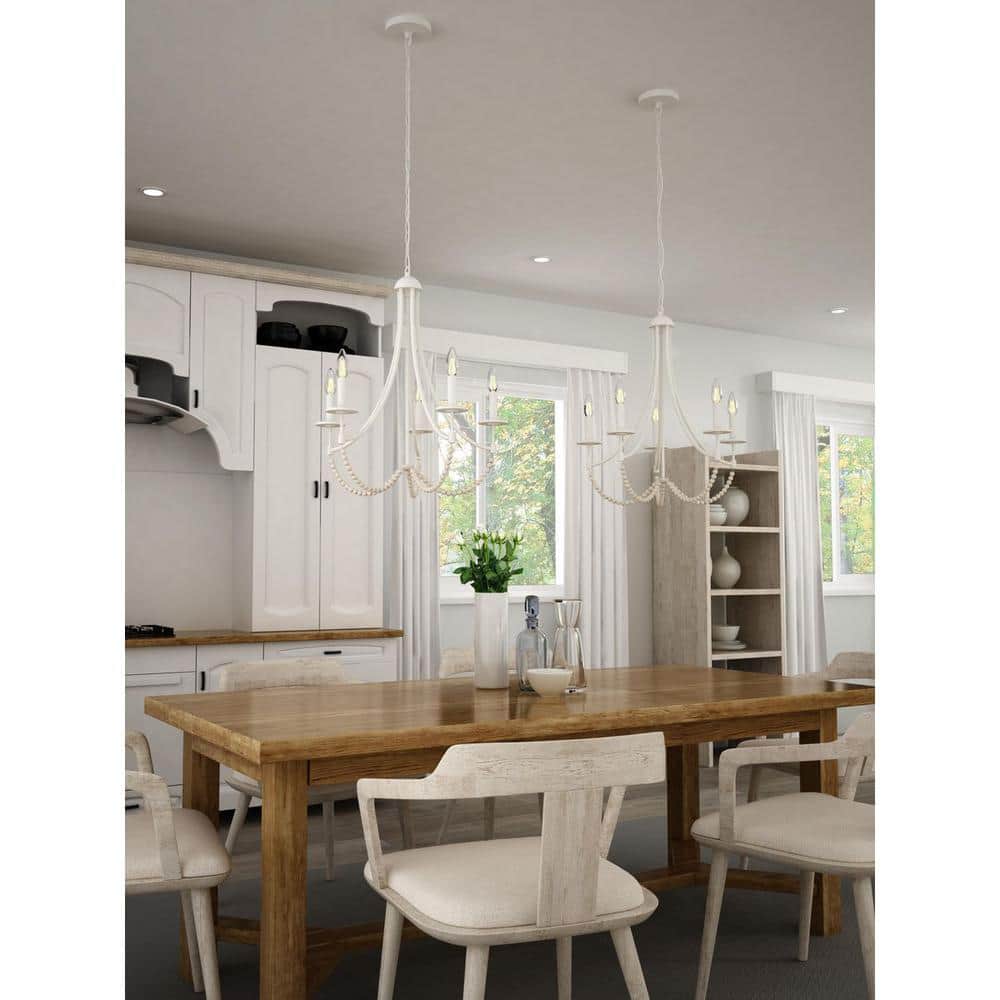 Progress Lighting Callin 22.75 in. 5-Light Cottage White Chandelier  P400303-151 - The Home Depot, image size:1000x1000