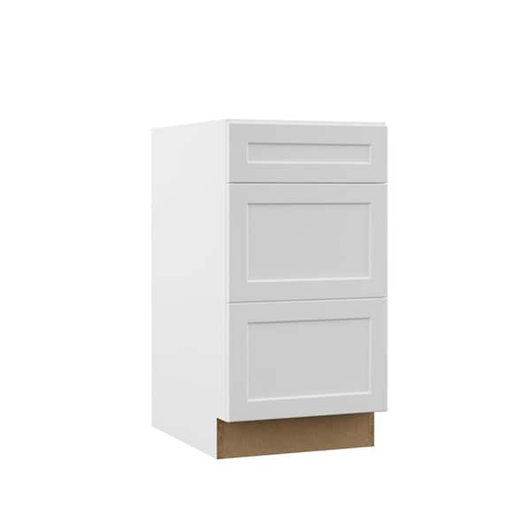 Hampton Bay Designer Series Melvern Assembled 18x34.5x23.75 in. Drawer Base Kitchen Cabinet in White
