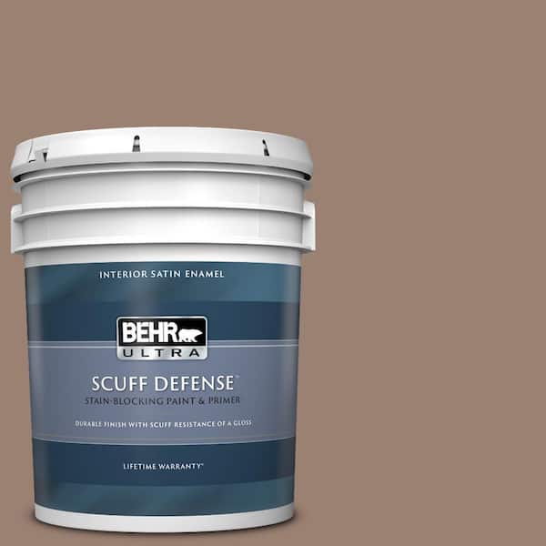 BEHR ULTRA 5 gal. #N190-5 Frontier Brown Extra Durable Satin Enamel Interior Paint & Primer