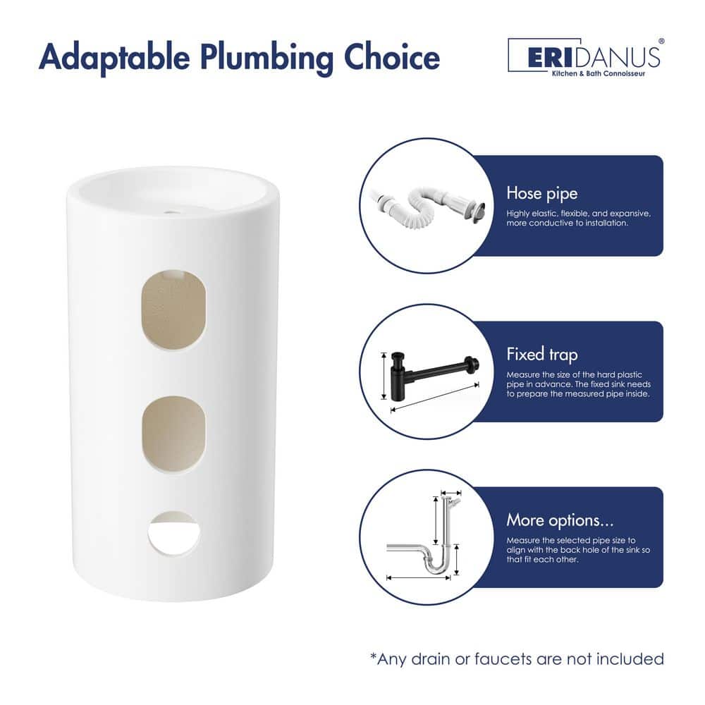 Crisp White Ceramic Round Pedestal Bathroom Sink with Overflow