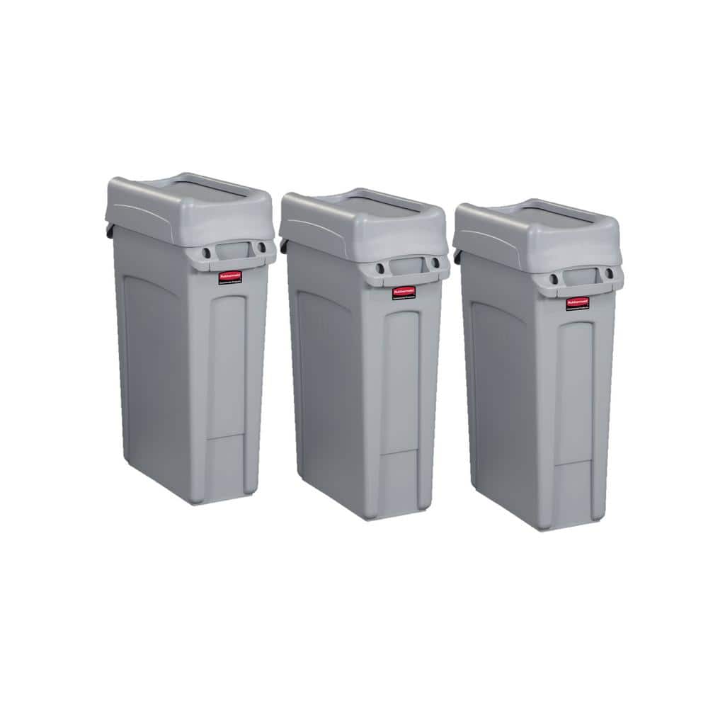 Rubbermaid® Slim Jim® Rectangular Plastic Waste Containers With Vent  Channels, 23 Gallons, 30H x 11W x 22D, Gray - Zerbee