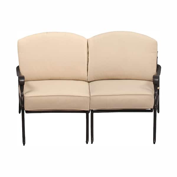 Pacific Casual Edington All Aluminum Curved Patio Love Seat Sectional with Bare Cushions