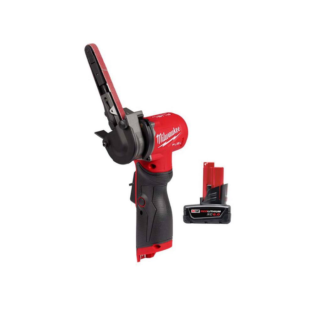 Milwaukee M12 FUEL 12-Volt Lithium-Ion Brushless Cordless 3/8 in. x 13 in. Bandfile with XC 6.0Ah Battery Pack