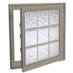 29 in. x 29 in. Right-Hand Acrylic Block Casement Vinyl Window with Driftwood Interior and Exterior
