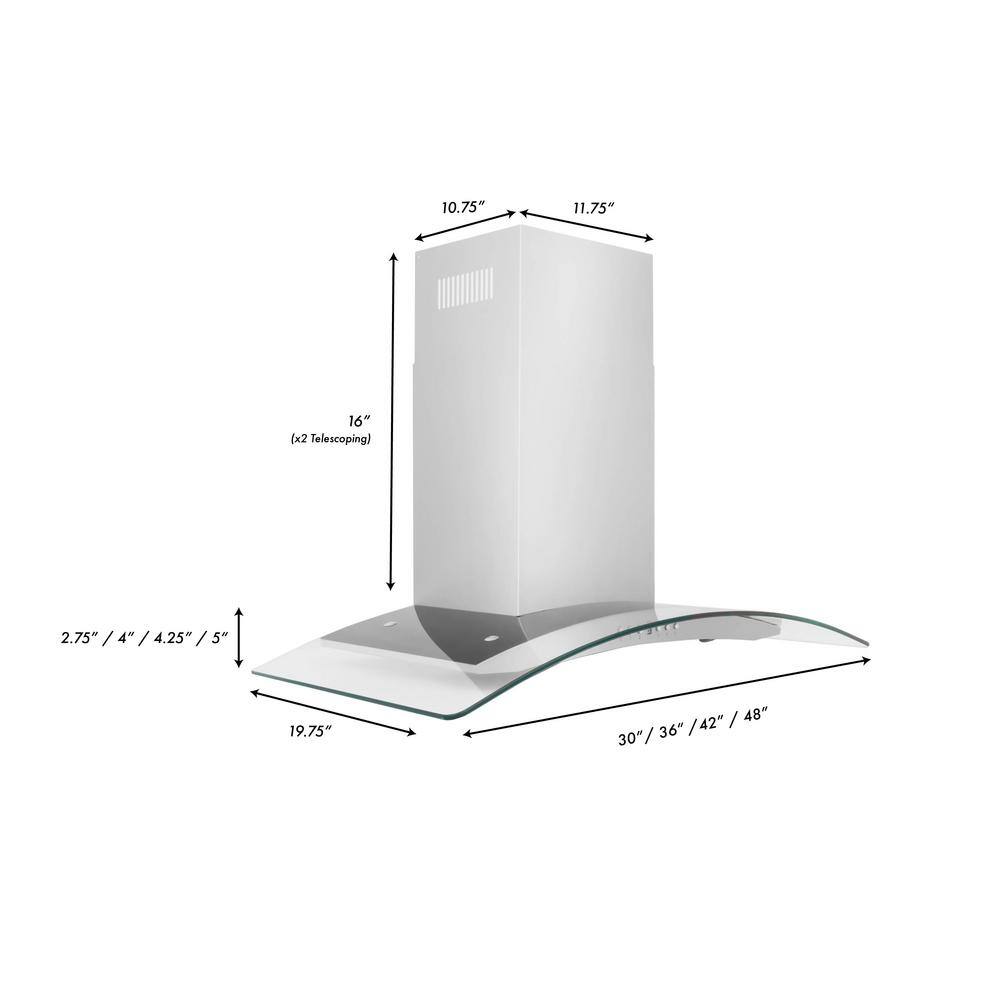 30" Stainless Steel and Glass Convertible Wall Mount Range Hood