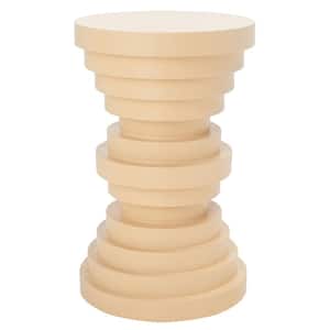 Ali 11.8 in. Beige Round Wood End Table