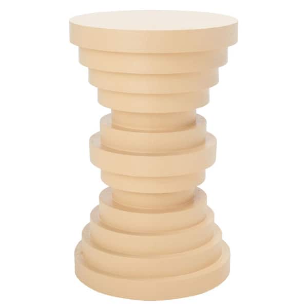 SAFAVIEH Ali 11.8 in. Beige Round Wood End Table
