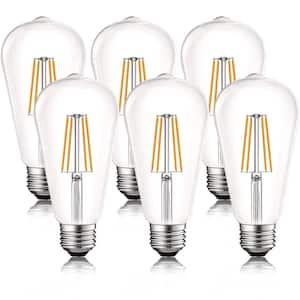 75W Equivalent ST19 ST58 Dimmable Edison LED Light Bulbs 8Watt 800 Lumens UL Listed 5000K Bright White E26 Base (6-Pack)