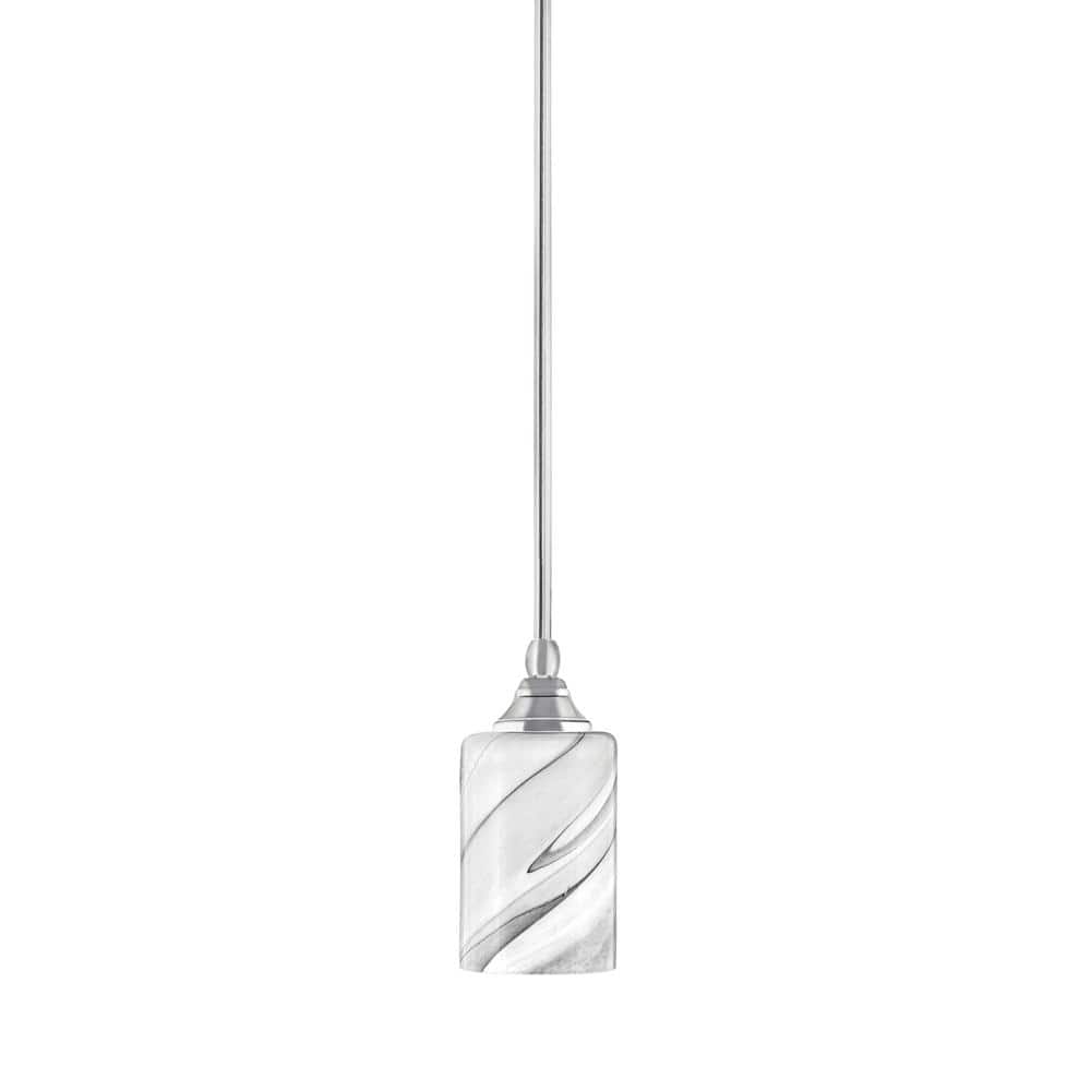 Sparta 100-Watt 1-Light Chrome Shaded Pendant Light Mini Pendant with Onyx 