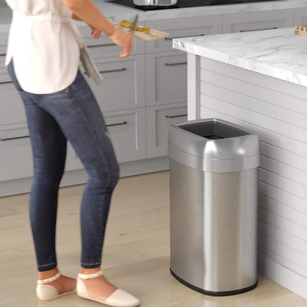 HZL Branded 13 Gallon Stainless Steel Dual Kitchen Trash Can